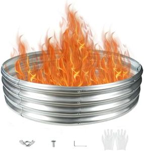 zbzbml Durable Round Galvanized Steel Raised Garden Bed for Planting,Round Galvanized Steel Fire Ring/Fir Pit for Outdoor- 4×4×1FT,0.8MM Thick Black (47 ins Diameter x 12 ins high, Silver)