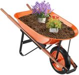 VEVOR Wheelbarrow Cart, 5 Cu. Ft. Load & 330 lbs Capacity, One Wheel Garden Dump Cart, Garden Wagon with Metal Handle & 16" Wide Track Wheels, Easy Loading Utility Yard Cart & Wagons for Lawn Farm