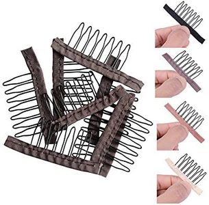 YANTAISIYU 24 Pcs/Lot Steel Wig Clips with Cloth Caps for Making Hairpieces and Wigs - Wig Accessories Tools (Dark Brown)