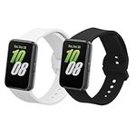 kwmobile Straps Compatible with Samsung Galaxy Fit 3 Straps - 2X Replacement Silicone Watch Bands - Black/White