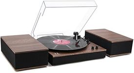 MPK Bluetooth Record Player,Turntable HiFi System with Bookshelf Speakers, 3-Speed Belt-Drive Vinyl Turntable for Vinyl Records with Wireless Playback and Auto-Stop,Walnut Wood