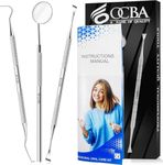 OCBA Plaque Remover for Teeth Cleaning Kit Stainless Steel Dental Plaque Removal Tool Including Dentist Mirror for Personal and Home Use