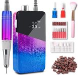 Electric Nail Drill Machine,Lumcrissy Professional Colorful Rechargeable 35000 RPM Nail Drill Portable E-File with Battery,Portable Electric Acrylic Nail Tools ,Polishing,Nail Removing (Rainbow)