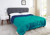 I Wish Microfibre Reversible 250 GSM Winter Comforter/Blanket/Quilt/Lightweight Duvet (Teal/Dark Blue, Twin Extra-Long)