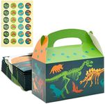 BLUE PANDA 24 Pack Dinosaur Treat Boxes with Handle and Stickers - Dino Party Favors for Kids' Birthday Supplies (6.2 x 3.6 x 3.5 in)