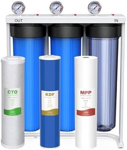 SimPure Whole House Water Filter System, 3 Stages Clear Home Water Pre-Filtration with Carbon Sediment and KDF Filters, Reduce Iron, Chlorine, Manganese, Lead, Heavy Metals(DB20P-3KDF)