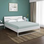 Nilkamal SLEEP Hybrid Wood and Metal Structure Grande King Size Bed, Lightweight and Portable (78 X 72, White)