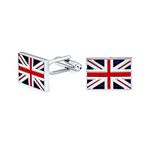 England United Kingdom Union Jack UK British Flag Red Blue White Shirt Cufflinks Men Executive Gift Bullet Hinge Back Silver Tone Stainless Steel