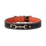 Comrade Saddlery Leather Dog Collar with Brass Fittings for Small, Medium, and Large Dogs - Vibrant Polish and Padding for Ultimate Comfort (24 INCHES, Black with Tan Padding)