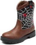 DREAM PAIRS Boys Girls Cowboy Boots Kids Western Riding Mid Calf Boots with Side Zipper (Toddler/Little Kid/Big Kid),Size 6 Big Kid,Brown/Black,KKUMMB2504