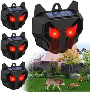 4 Pack Solar Nocturnal Animal Repeller Outdoor, Predator Deterrent with Red Lights, Waterproof Wild Animals Dog Repellent for Chicken Coop, Cat, Skunk, Wolf, Deer, Coyote, Fox, Raccoon