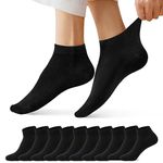 FALARY Trainer Ankle Socks for Men Women 10 Pairs Sport Low short Black 6-8