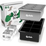 Quikobo Ice Cube Tray with Lid, 4.5cm/1.8in Large Ice cubes, 2 Pack 8-Compartment Silicone Square Ice Cube Tray, Classic Size Ice Trays for Whiskey with Covers, Reusable Ice Cube Trays BPA-Free (Dark Gray & Black).