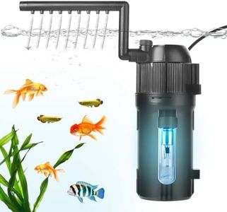 BAITAI Internal UV Fish Tank Filter,400L/H 4W Aquarium Filter Pump,Turns Green Water to Clear,5-in-1 Filter Pump for 15-80L Aquarium,Flow Rate and Direction Adjustable