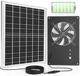 Solar Fan with Battery 15000mAh & Timer 3H 6H, 25W Solar Powered Chicken Coop Exhaust Fan 3500 RPM Max-Speed, Rainproof for Outdoor Greenhouse, Doghouses, Shed, Vent, Windows