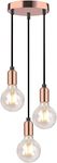 Modern Spiral 3 Pendant Light Fitting, Retro E27 Edison Style Lamp Holder,Suspended Pendant Ceiling Light Fitting-Rose Copper