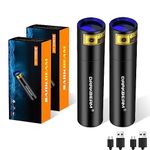 DARKBEAM UV Torch 365nm Black Light Wood's lamp, USB Rechargeable Blacklight, LED Ultraviolet Flashlight, Mini Portable Detector for Pet Urine, Fluorescent, Resin Curing, Leak Detection, 2-Pack