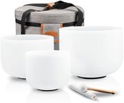 6-8 Inch Set 6A+7G+8E Quartz Crystal Singing Bowl Chakra Set with Free Carrying Case and Suede Sticker & O-ring