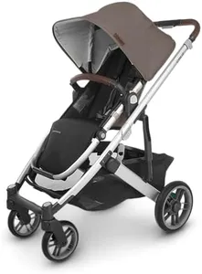 UPPAbaby Cruz V2 Stroller/Full-Featured Stroller with Travel System Capabilities/Toddler Seat, Bumper Bar, Bug Shield, Rain Shield Included/Theo (Dark Taupe/Silver Frame/Chestnut Leather)