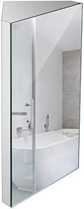 DANGJIN 304Stainless Steel 24 Inch Wall Mount Corner Medicine Cabinet with Mirror, Bathroom Wall Cabinet, Hanging Triple Shelf Storage Cabinet, Polished - Right Open Mirror Door