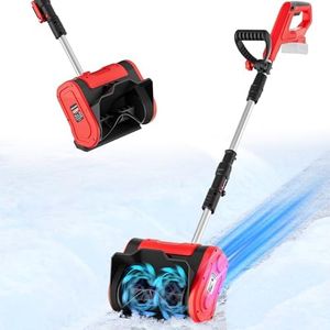 Rozlchar Cordless Snow Shovel for Milwaukee M18 18V Battery, Electric Snow Shovel for Driveway w/Adjustable Front Handle & Telescopic Pole, 10in Width & 6in Depth & 20ft Throwing Distance(No Battery)