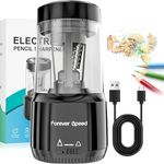 Forever Speed Electric Pencil Sharpener USB Rechargeable with Container Automatic for 6-8mm Coloured Pencils, Auto Stop for Artists, Kids, Office, Classroom, School Use, Portable, Heavy Duty