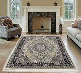 householdfurnishing Large Traditional Carpets Vintage Area Rug Living Room Bedroom Rugs Floor Mats (Beige, W 120 x L 170 cm)