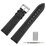 TStrap Leather Watch Straps 19mm - Soft Black Alligator Embossed Watch Bands Replacement - Military Watch Straps for Men Women - Smart Watch Bracelet Belt Clasp Buckle