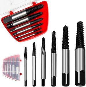 Kezidhp Ensemble de 6 Extracteurs de Vis – Outil Professionnel en Acier Trempé pour Vis, Tuyaux et Boulons, Taille M3-M25, Tige Carrée Compatible Perceuse, Extracteurs à Gauche