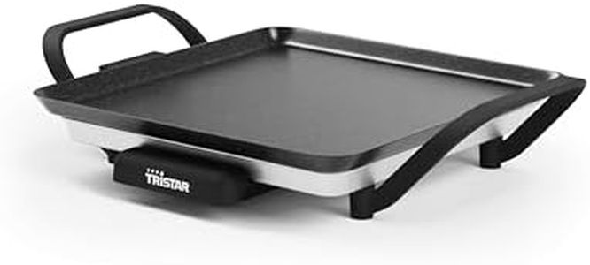 Tristar Table Grill Slim M - Plaque de cuission surface de cuisson de 28 x 28 cm - Thermostat réglable - Revêtement antiadhésif - Bac à graisse amovible - Facile à nettoyer - BP-2666