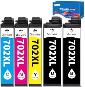 OINKWERE 702 XL Ink cartridges Replacement for Epson 702XL Ink cartridges for Workforce Pro WF-3720 WF-3725 WF-3730 Printer Ink cartridges (5 Pack)