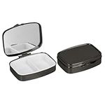 kwmobile 2 Compartment Pill Box - Set of 2X Stainless Steel Travel Box Organizer for Tablets and Prescriptions - Black