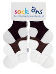 Sock Ons - Baby Sock Holders - 6-12 Months - 3 Pack (1 x Black, 1 x Brown, 1 x White) - Amazing Value Pack - Keep Baby