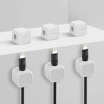 HERBYD 6 Pack Cable Tidy Clips Adjustable Cord Organiser Magnetic Management - Self Adhesive Wire Holder for Desk, Nightstand, Charging Cables, HDMI, USB, Audio Cable, Office, Home (White)