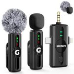 GRENARO Mic for YouTube Wireless, 3-Level Adjustable Noise Reduction Mic Wireless,S12 Wireless Microphone for Youtubers with LED Indicator Light (Dual Channel 3 in 1 Port Version)
