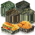 Ziliny 36 Pcs Camo Party Paper Food Trays 5 lb Deer Nacho Boats Large Paper Snack Trays for Birthday Kids Party Military Party Baby Shower Camo Themed Party Supplies (Camouflage)