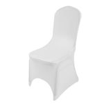 Chair Covers Spandex Lycra Universal Slipcovers Dining Chair Cover Wedding Banquet Party Arched Front (White, 100)