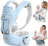 Baby Carrier with Hip Seat, Baby Carrier Newborn to Toddler, Toddler Carrier for 7-66lbs, All Seasons Baby Holder Carrier, All Position.(Blue)