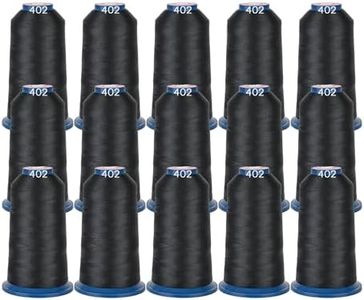 BAi Embroidery Machine Thread Set, 15 Black Spools, 5000 Yards Each, 40WT (108D/2) Polyester Embroidery Thread for Commercial Multi-Needle Machines, High-Speed Thread for Hats, Logos & Apparel