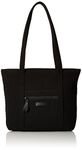 Vera Bradley Women's Microfiber Small Vera Tote Bag Handbag, Black 2, One Size