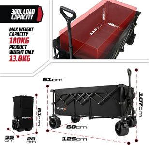 MoverX 300L Folding Trolley – Black, Heavy Duty Collapsible Cart