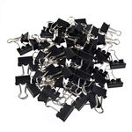 LEZQHB 72pcs Binder Clips, 15mm Black Office Paper Clip, Foldback Clips Clamp Binder Clips for Office Home Supplies