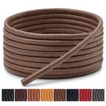 Handshop Waxed Boot Shoelaces, Cotton Round Shoe Laces for Dress Shoes, Camel 47.3 inch (120 cm)