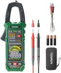 TESMEN TCM-300A Digital Clamp Meter 6000 Counts T-RMS multimeter Auto-Ranging Voltmeter ampmeter with AC Current AC/DC Voltage NCV/Live Wire Inrush Resistance Diode Temperature Continuity – Green