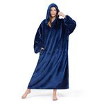 Lifewit Wearable Blanket Hoodie, Warm and Cozy Hoodie with Sleeves and Pockets, Flannel Blanket Sweatshirt for Women, Men, Large, Navy