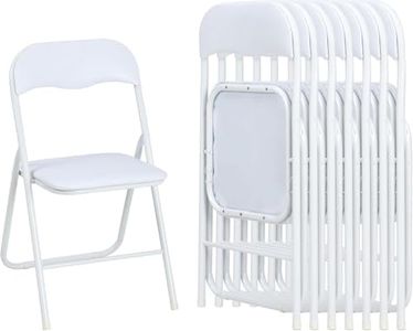 GarveeHome Folding Chairs 6 Pack with Cushion, Outdoor & Indoor Event Portable Metal Folding Chairs with Non-Slip Feet Pads Stackable Chairs, White