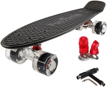 Mini-Board Skateboard Retro Cruiser 22,5 INCH (57cm) with MACH1 ABEC-11 High Speed Bearings / Wheels 59x45mm 82A - with or Without LED Wheels