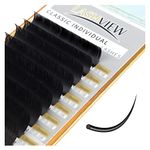 LASHVIEW D Curl 13mm Silk Fake Eyelash Extensions 0.20 Thickness Thick Lashes Semi-Permanent Eyelashes Natural Individual Application for Professional Salon Use