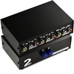 ETZIN 2 Way AV Switch RCA Switcher 2 in 1 Out Composite Video L/R Audio Selector Box for DVD STB Game Consoles-Black