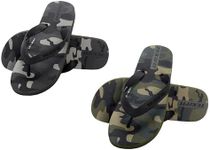 TEX2FIT 2-Pack Boys Flip Flops, Everyday Kids Sandals (2 Pair Set) (Green Camo/Black Camo, Medium)